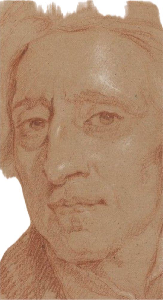 John Locke, red chalk drawing on toned paper, unknown artist